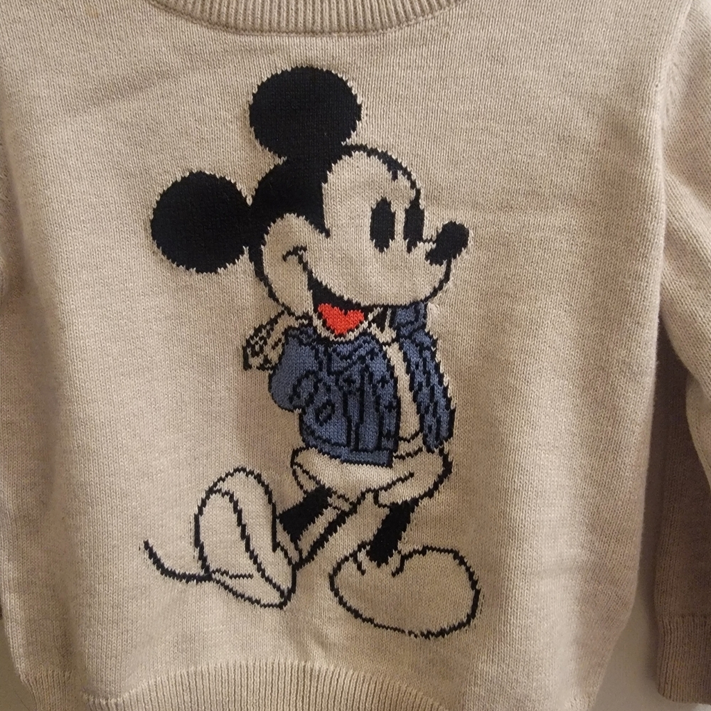 Mickey Mouse Sweater in Beige and Blue 18-24 Months Baby GAP